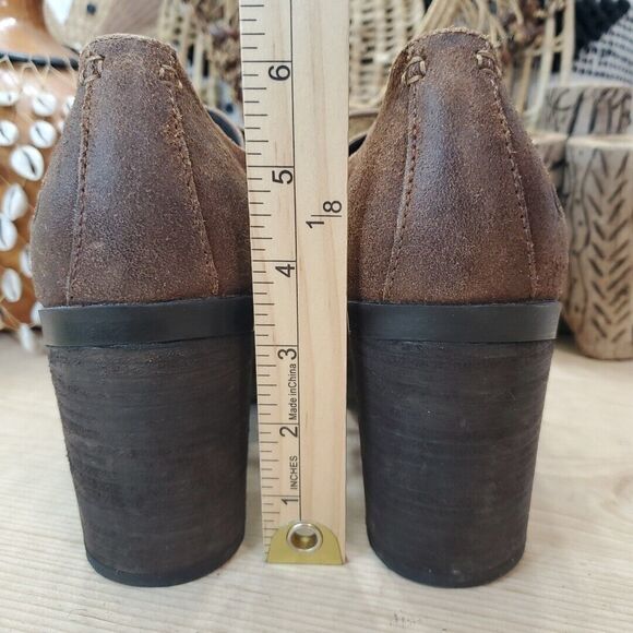 Born Women's 10M Jolene Boot Block Heel Oxford Brown Leather Shootie Lace Up - Picture 8 of 13